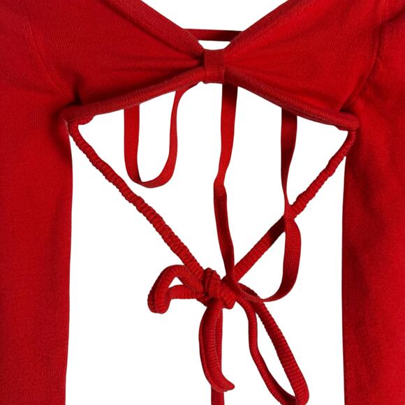 For Love & Lemons Edith Red Cropped Strappy Tie Back Sweater Skirt Set XXS - Picture 7 of 16